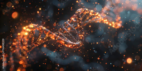 Glowing DNA Molecule on Dark Biomedical Canvas Healthcare and Genetics concept photo