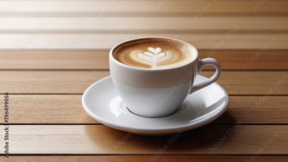 Obraz premium cup of coffee on wooden table