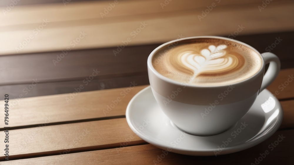 cup of coffee on wooden table cup of coffee on wooden table