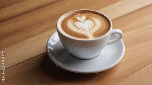 cup of coffee on wooden table