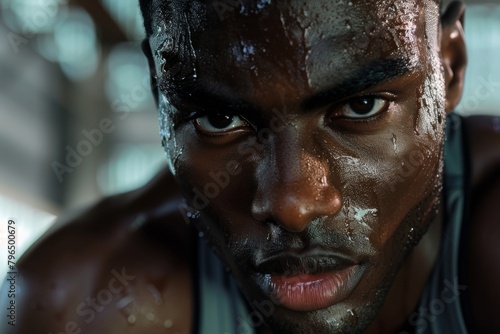 A serene image showing side profile of a man s muscle structure  representing calmness in strength