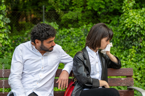 Woman crying for her partner