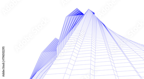 abstract buildings, architectural drawing 3d © Yurii Andreichyn