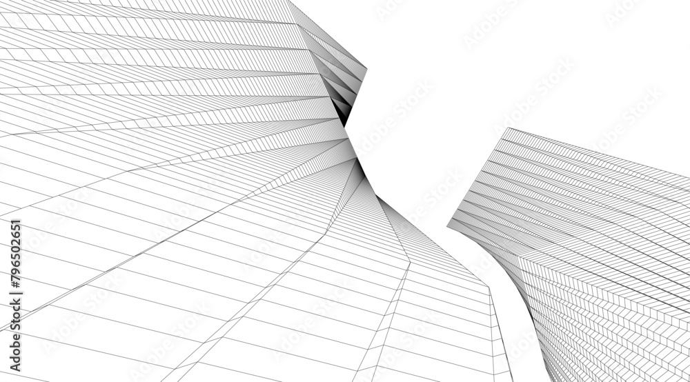 abstract buildings, architectural drawing 3d abstract buildings, architectural drawing 3d