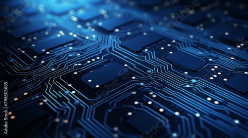 Explore the Future: A Vibrant Display of Innovation and High-Tech Elements on a Dark Blue Background, Perfect for Modern Science, Cyber Technology, and Digital Transformation Themes