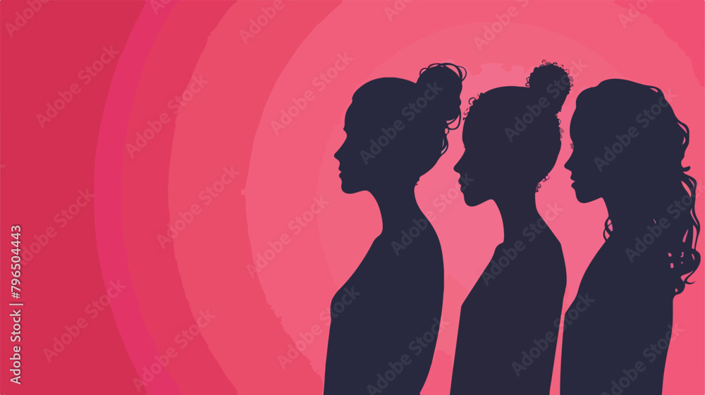 Three women stand together. Silhouettes of Strong and