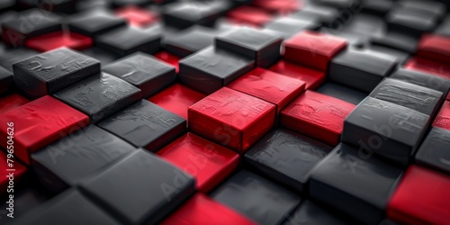 A black and red square patterned background with a red square in the middle photo