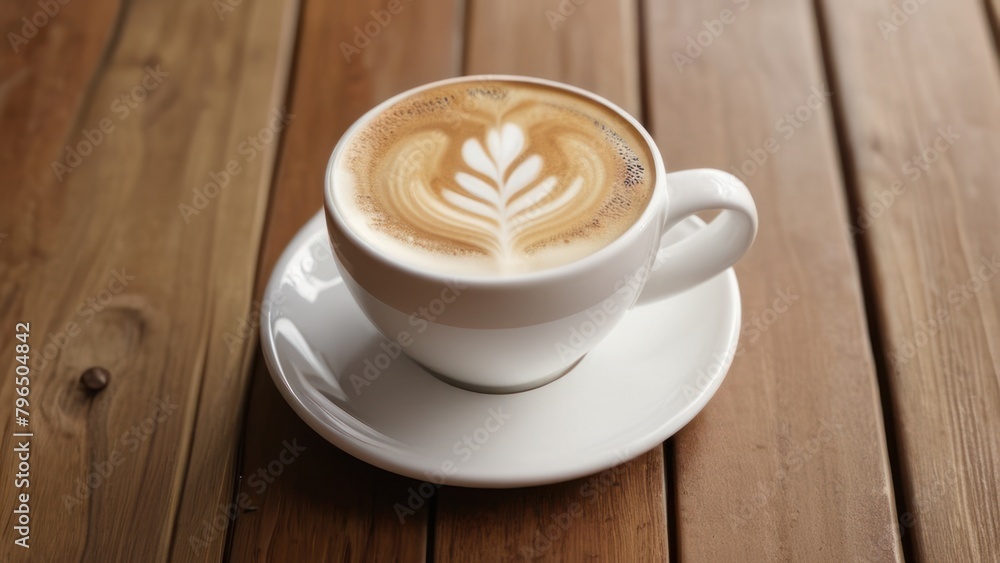 cup of coffee on wooden table cup of coffee on wooden table