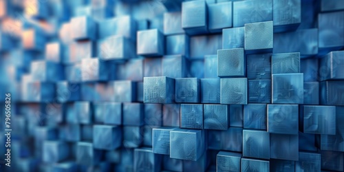 A blue wall made of cubes