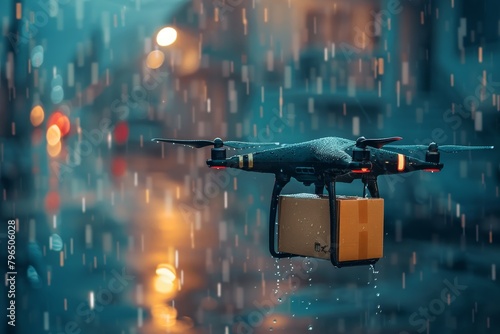 Rainy Dispatch: Drone Navigating Through Urban Showers