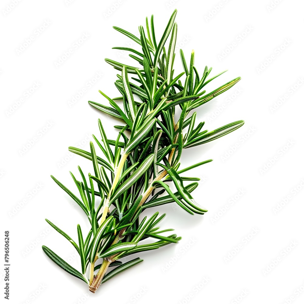 Fototapeta premium fresh rosemary on white background, Fresh green organic rosemary leaves and pepper isolated on white background.Fresh green organic rosemary leaves and pepper isolated on white background 