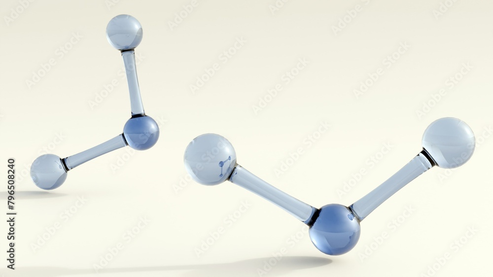 3D Rendering of floating ozone molecules scattered around 3D Rendering of floating ozone molecules scattered around