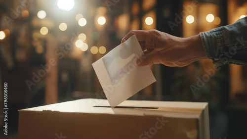 A hand delicately lowers paper into a white box, symbolizing delivery and packaging, AI generative.