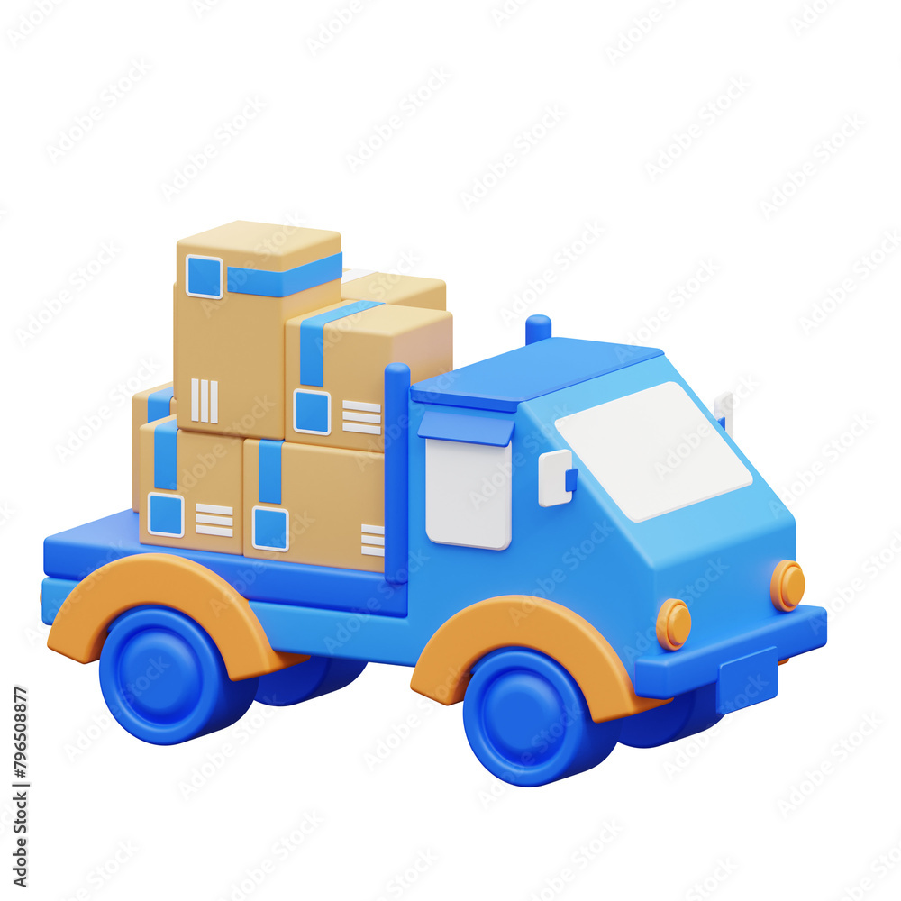 3d illustration blue pick up by car delivery 3d illustration blue pick up by car delivery