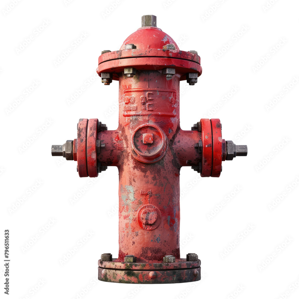 Red fire hydrant isolated on transparent background