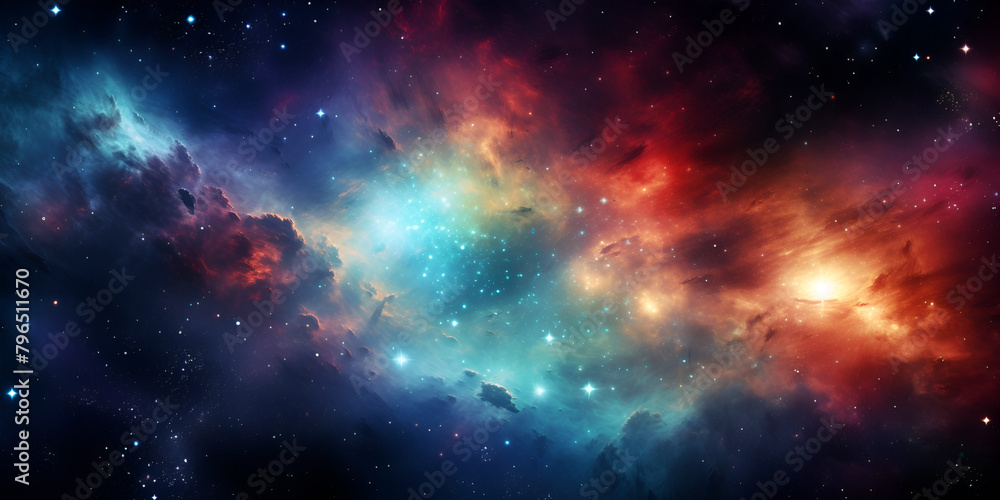 Exploring the Depths of the Galaxy Through an Abstract Space Themed Background Teeming with Colorful Nebulae and Supernovae