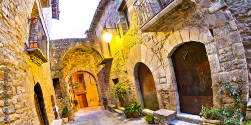 Street Scene, Typical Architecture, Medieval Village of Aínsa, Villa de Aínsa, Sobrarbe, Huesca, Aragón, Spain, Europe photo