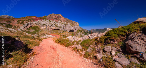 Mountains View from Circular Route of Lagos de Saliencia, Somiedo Natural Park, Principado de Asturias, Spain, Europe photo