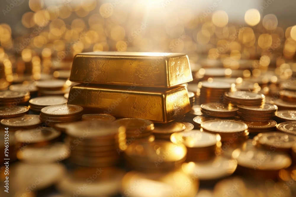 Wealth Accumulation with Gold Bars and Coins. Generative ai Wealth Accumulation with Gold Bars and Coins. Generative ai