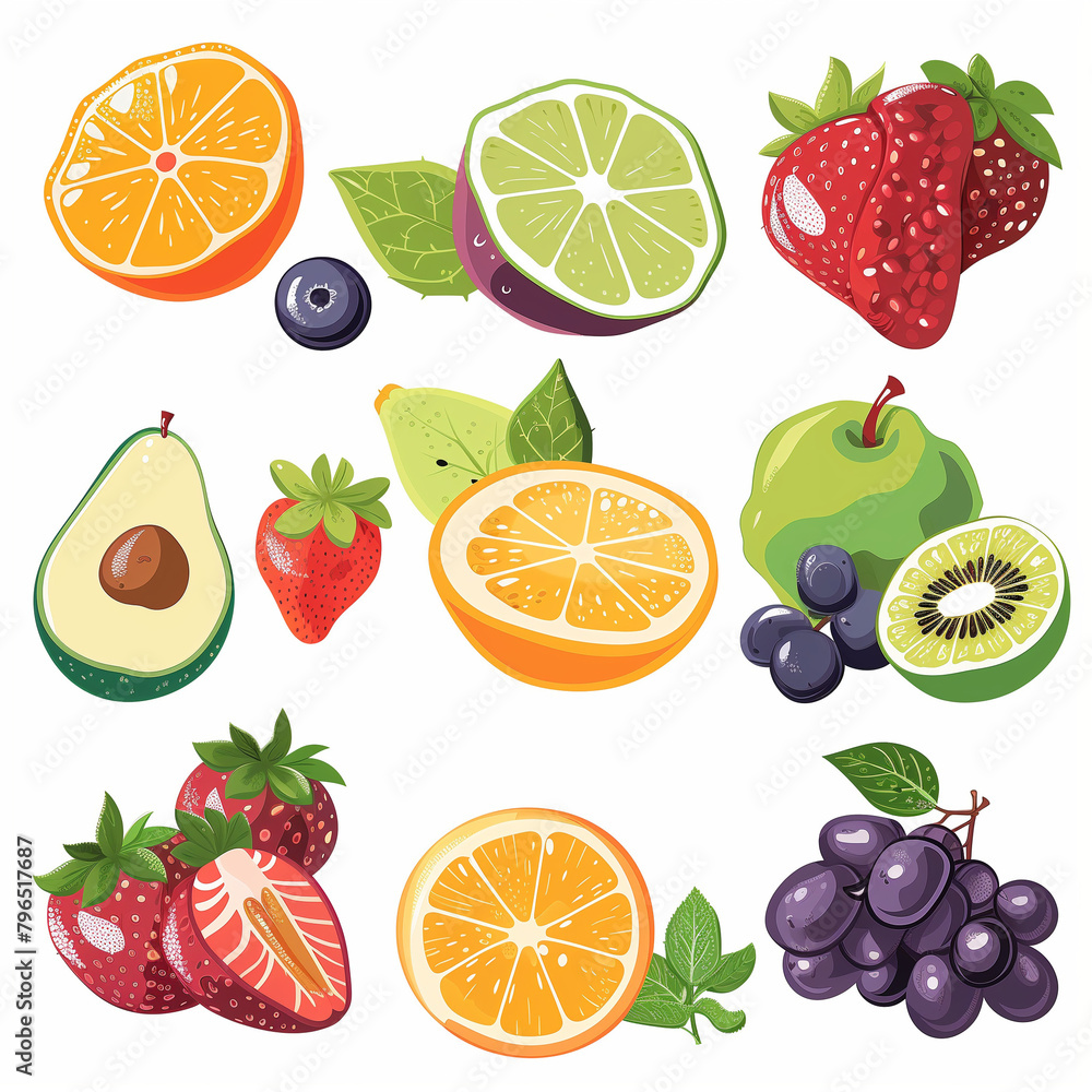 A colorful collection of fresh citrus and other fruits A colorful collection of fresh citrus and other fruits