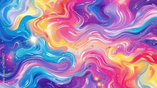 Colorful background with curling waves and novas