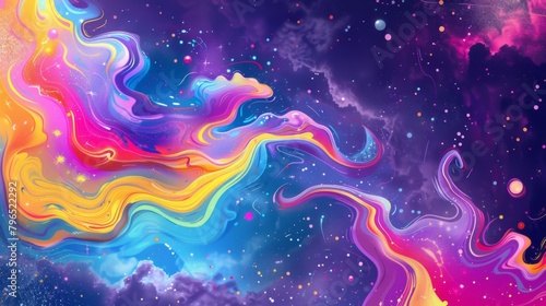 Colorful background with whirlpools and meteors photo