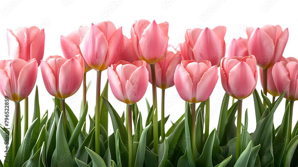 Fresh Pink Tulips Over Transparent Background Fresh Pink Tulips Over Transparent Background