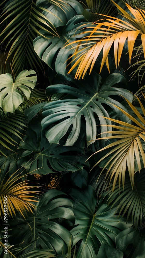 A Vertical Image Of Tropical Leaf Texture. A Vertical Image Of Tropical Leaf Texture.