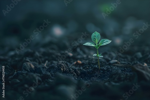 Embracing growth and new beginnings: A small sprouting plant. Concept Growth, New beginnings, Sprouting plant, Nature, Fresh start