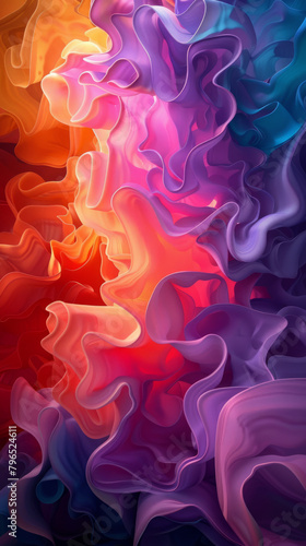 Vibrant and dynamic 3D abstract shapes and colors creating a visually striking background image ideal for mobile display use.