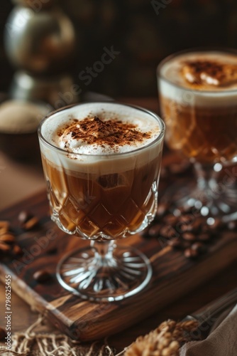 Decadent Coffee Cocktail with Cream and Beans