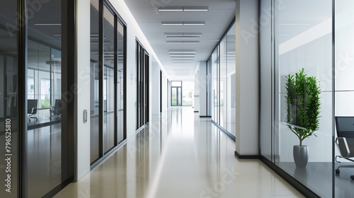 Modern Elegance  Office Building Lobby with Expansive Glass Windows