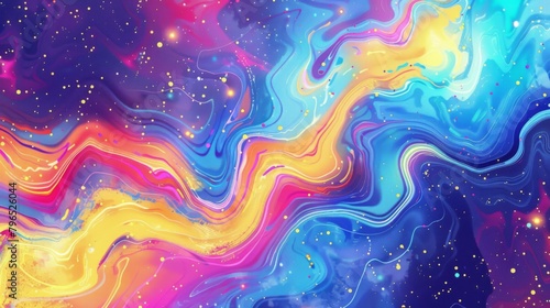 Colorful background with swirling brushstrokes and dying stars