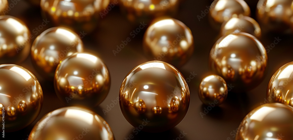 Opulent 3D background featuring gold spheres with a soft illumination. Opulent 3D background featuring gold spheres with a soft illumination.