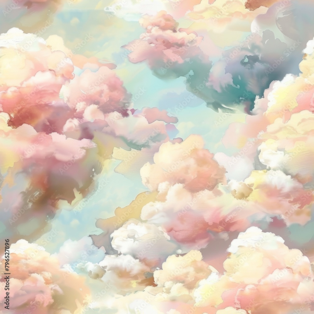 Dreamy Pastel Cloudscape in Abstract Art Style