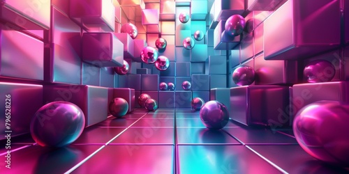 A room full of colorful balls and cubes