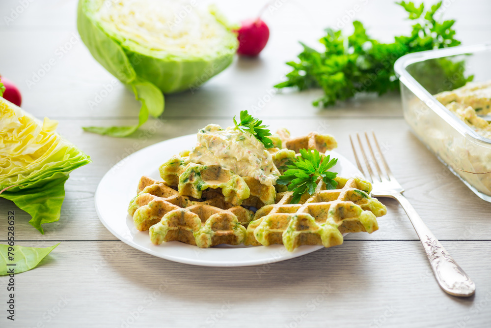 vegetable cabbage waffles fried with herbs vegetable cabbage waffles fried with herbs