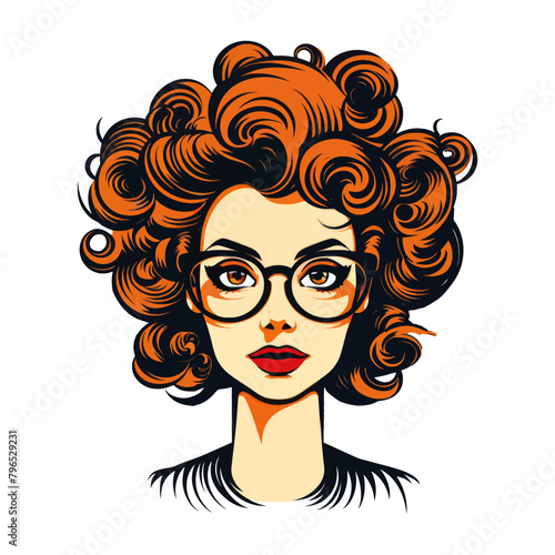 A woman with curly hair and glasses looking at the camera.
