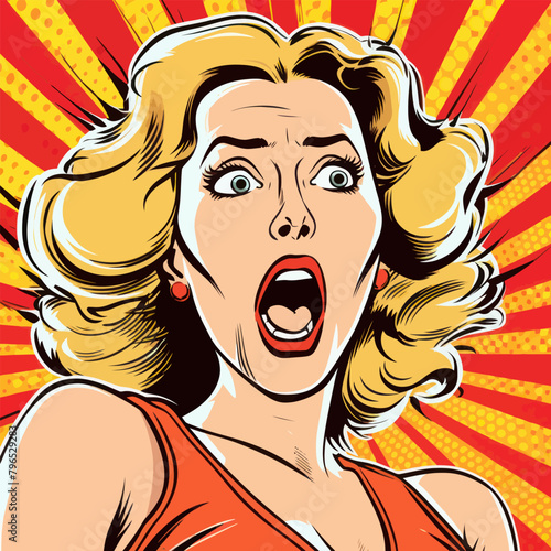 A woman showing a surprised look on her face.