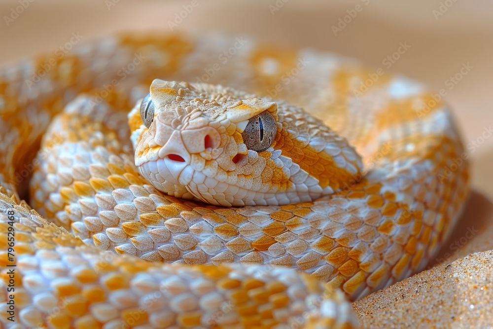 Obraz premium Sidewinder Rattlesnake: Moving across desert sand with characteristic sidewinding motion, showing adaptation