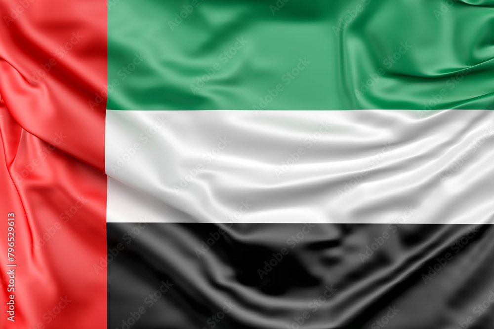 Ruffled Flag of United Arab Emirates. 3D Rendering