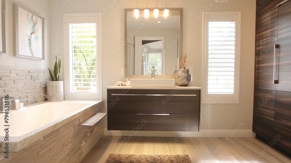 Floating Bathroom Vanity Wall-mounted vanities create visual space. Floating Bathroom Vanity Wall-mounted vanities create visual space.