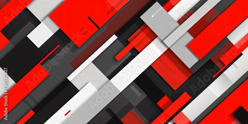 Abstract presentation in red black and white with sharp geometric contrasts