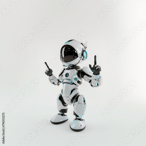 Robot on a white background. A robot that shows various gestures