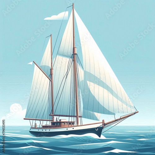 The historical significance of the Brigantine, a type of sailing ship with two masts, the mainmast being square-rigged and the foremast being gaff-rigged photo