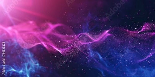 A colorful, swirling background with purple and blue tones