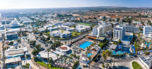 Panoramic aerial view of Ayia Napa cityscape. Famagusta District  Cyprus