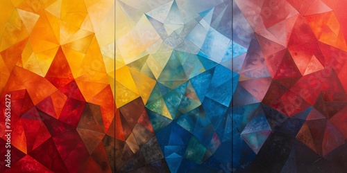 Colorful retro vibes in a modern abstract geometric gradient transformed into three panel wall art