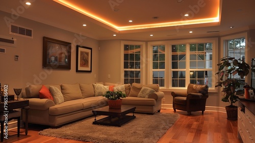 Install recessed lighting to provide ambient illumination without cluttering the ceiling.