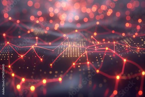 Futuristic nodes emitting light  illustrating secure data connections